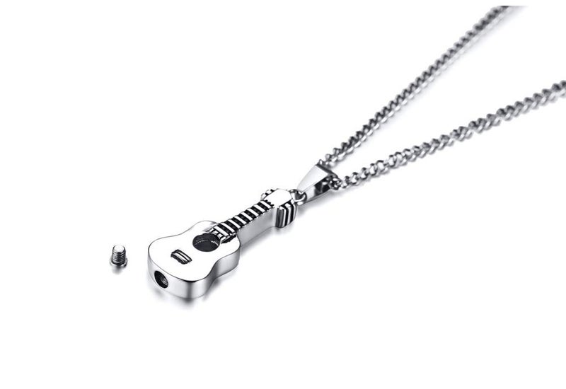 VNOX Set for 5-Keepsake Memorial Jewelry Stainless Steel Guitar Shape Cremation Ash Urn Pendant Necklace - Image 4